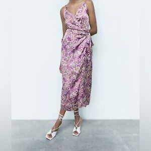 Zara Mauve Paisley Midi Wrap Dress